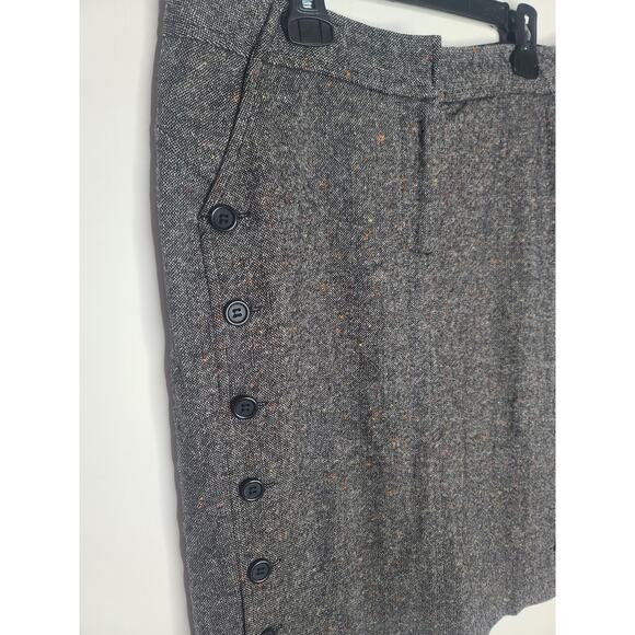 Limited wool blend tweed pencil skirt with button details on each side - 8 - Picture 2 of 6